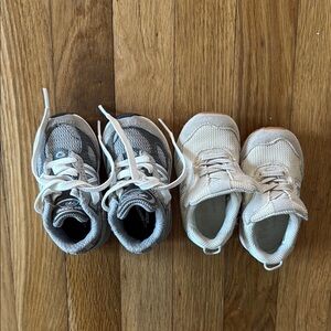 New Balance Kids Gray and Cream Sneakers